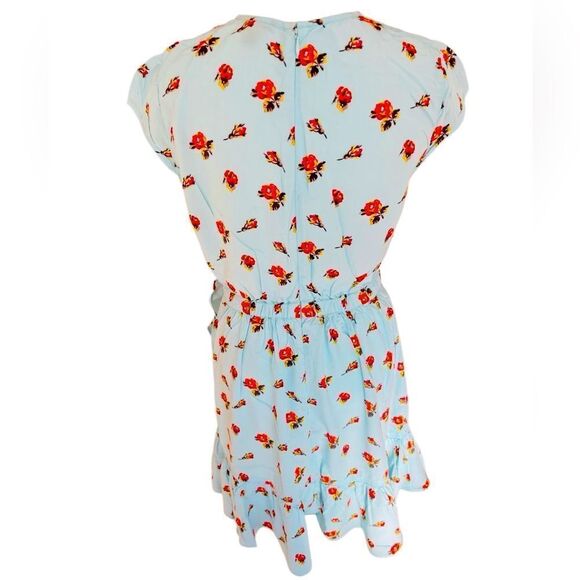 J Crew Mercantile blue floral faux wrap style ruffle dress size 4. - Picture 5 of 7